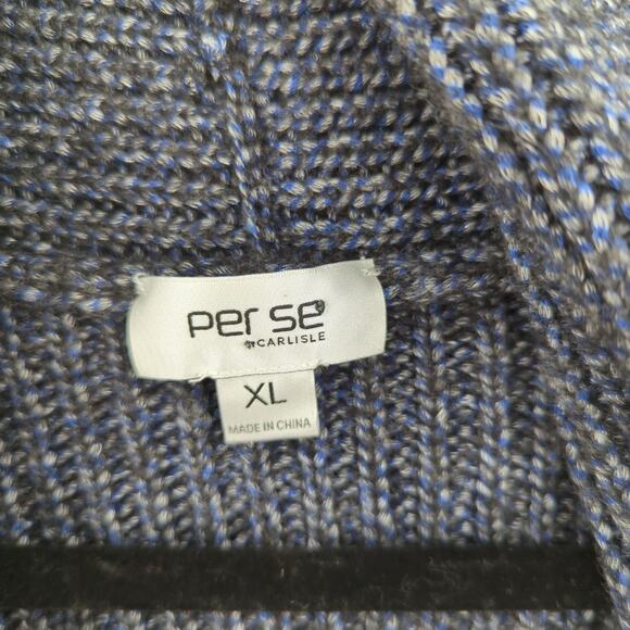 Per Se by Carlisle Sweater Womens XL Blue Wool Knit Cardigan Vest Layering - Picture 3 of 7